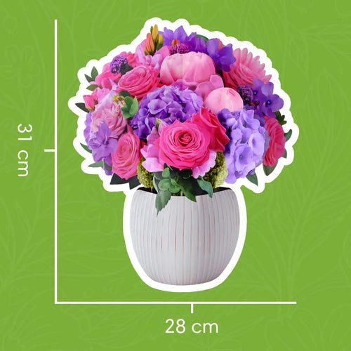 Fuchsia fantasy pop-up bukett